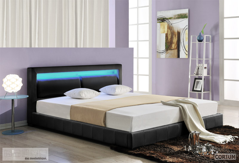 Design lederbett mit led beleuchtung polsterbett bett 180x200 ...