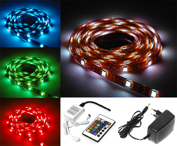 LUX.PRO 100cm RGB STRIP + FERNBEDIENUNG + NETZTEIL LED SMD LEISTE STRIPE