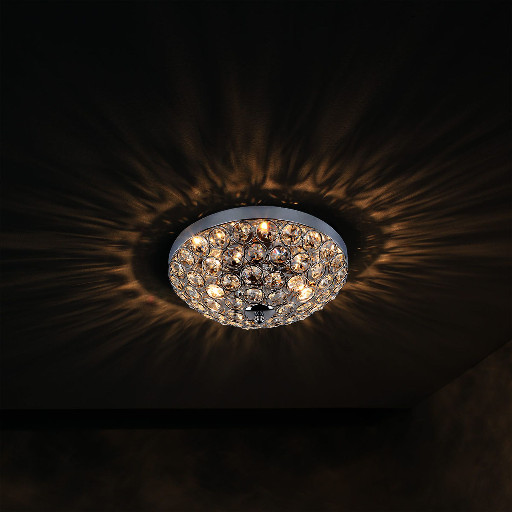 Lux.Pro Kristall-Deckenleuchte Ø 30cm Kronleuchter Deckenlampe Chrom