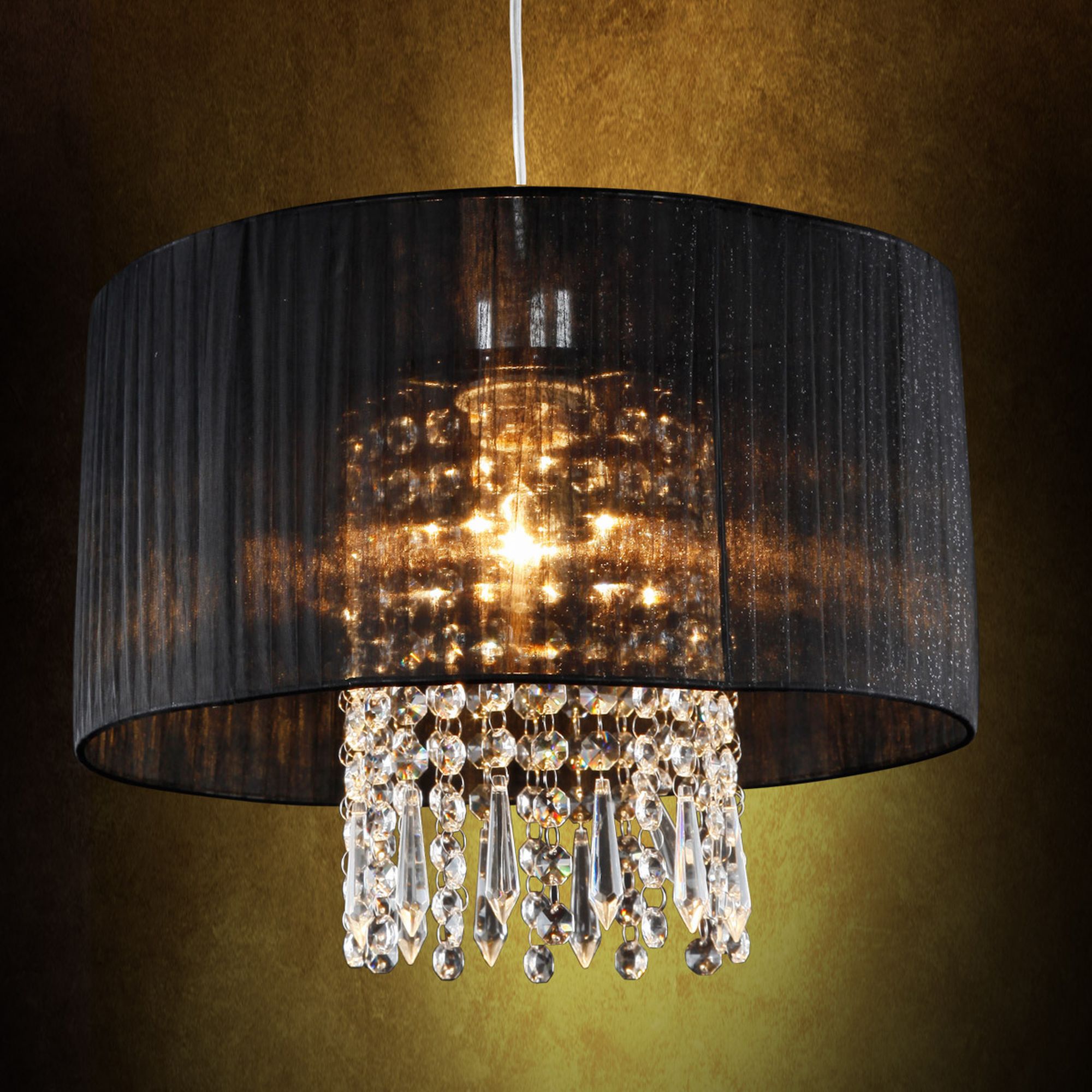 Moderne Deckenleuchte Hängeleuchte Kronleuchter Lüster Schwarz Stoff