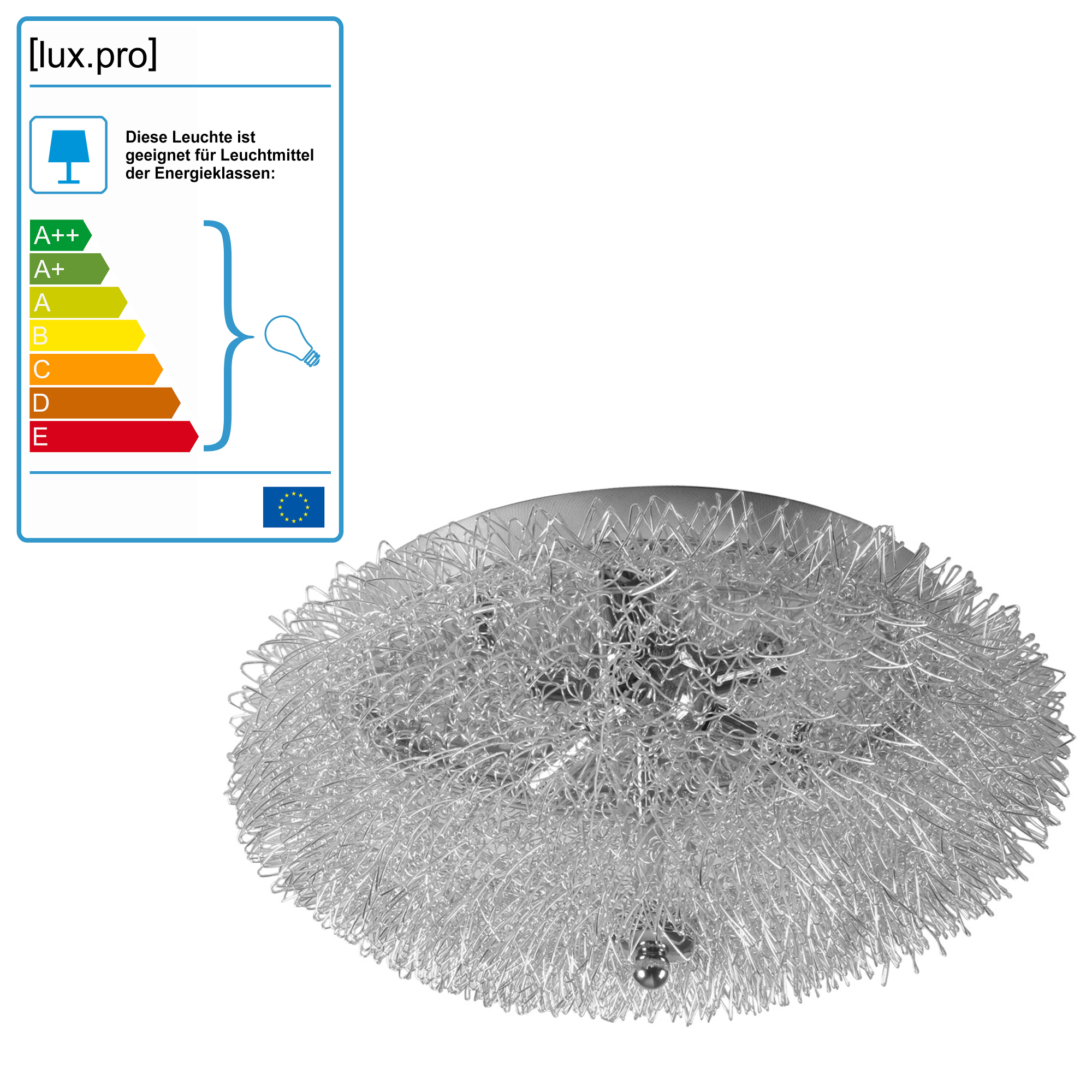 lux.pro® Deckenleuchte Deckenlampe Lampe Leuchte Mesh Kristall Chrom