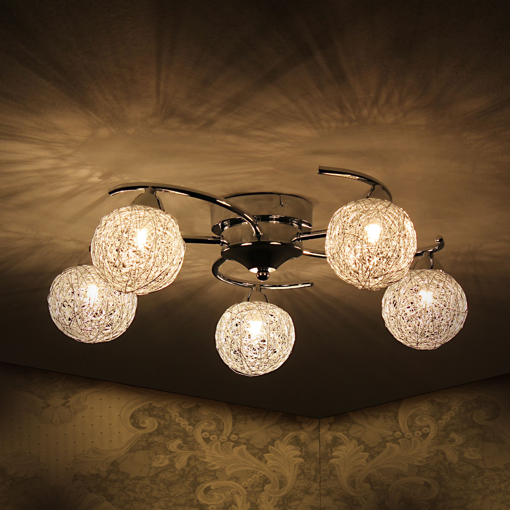 Lux.pro® deckenleuchte deckenlampe lampe leuchte mesh kristall ... Silber wohnzimmer amerika