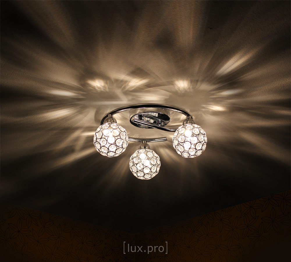 Luxpro deckenleuchte kristall kugel 3 flammig moderne deckenlampe