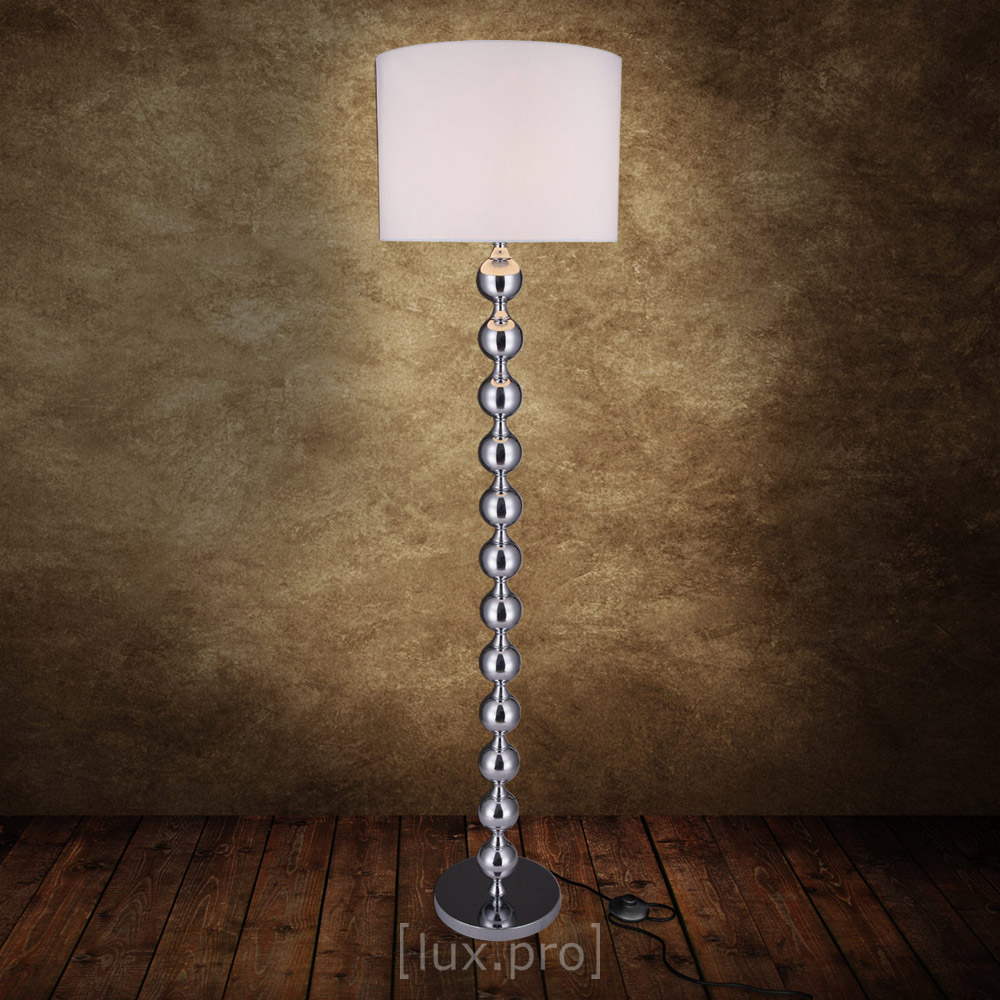 Moderne stehleuchte stehlampe chrom kugel wohnzimmerlampe leuchte standleuchte