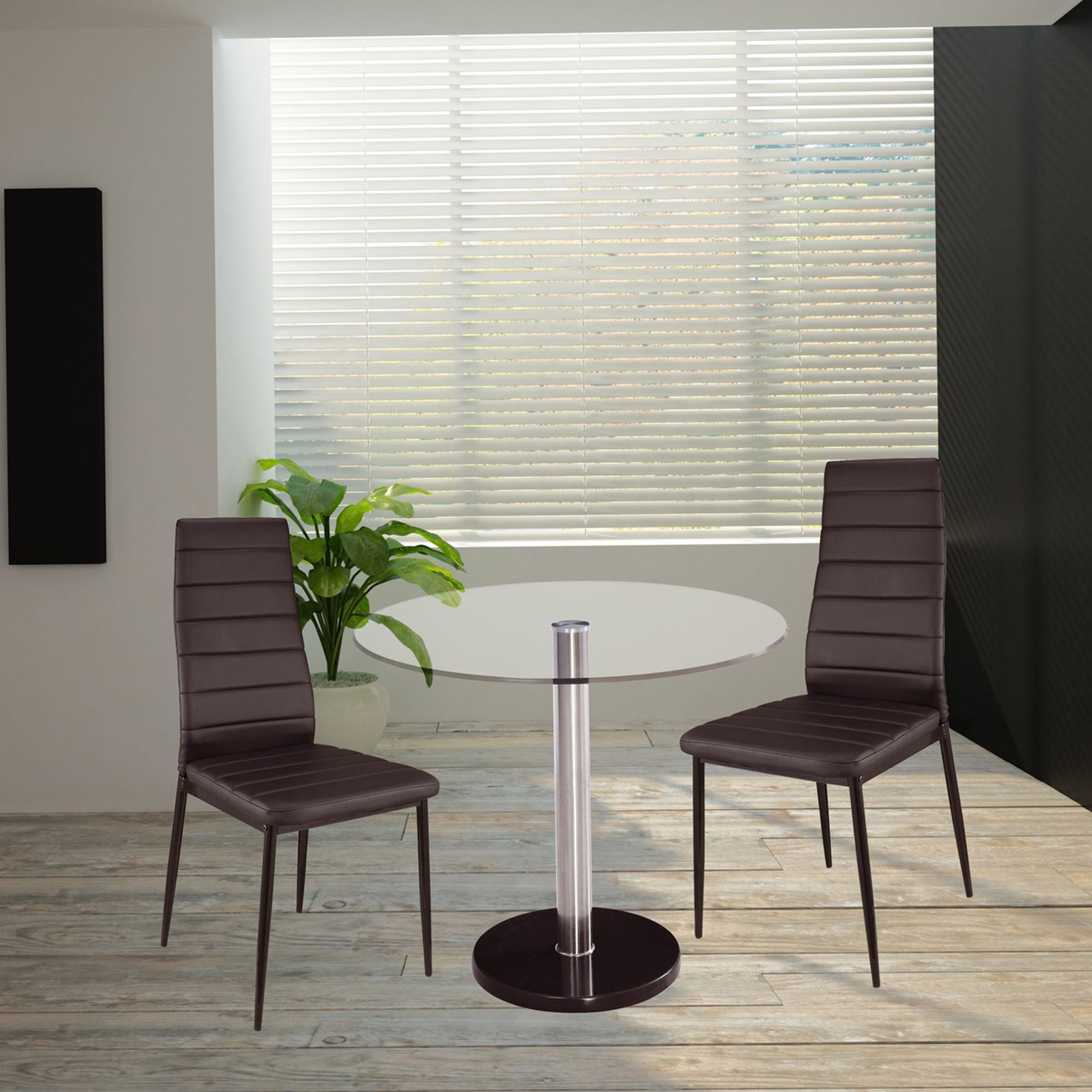 Design Glastisch + 2 Stühle Esszimmerset Glas Tisch Esstisch Modern