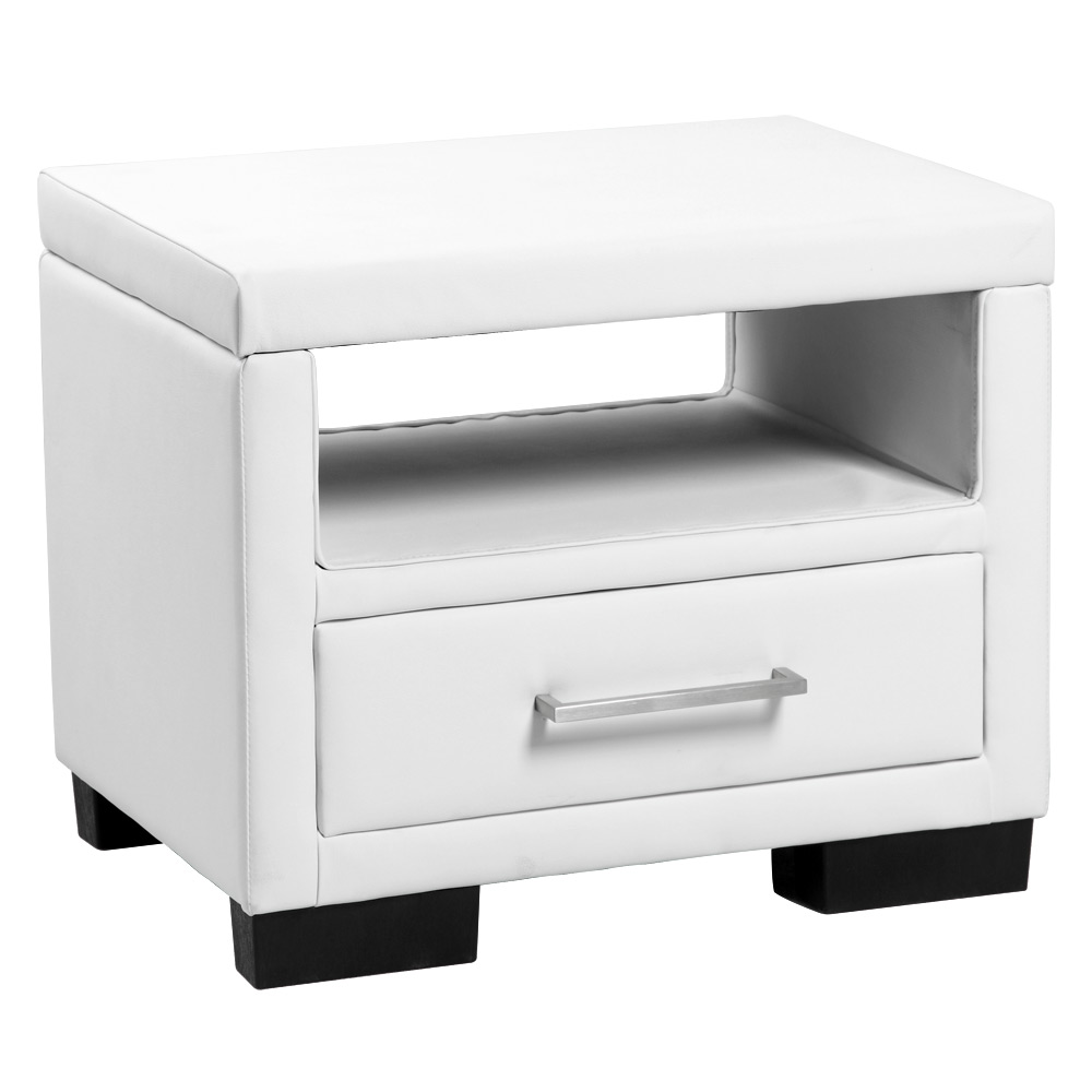 NEU.HOLZ® Betthocker Ottomane Nachttisch Sitzhocker Schwarz Weiß