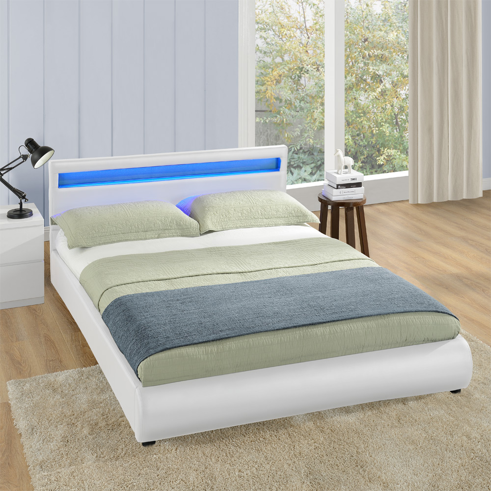 Design led doppelbett polsterbett 140/180x200cm bettgestell bett ... Doppelbett mit lederkopfteil