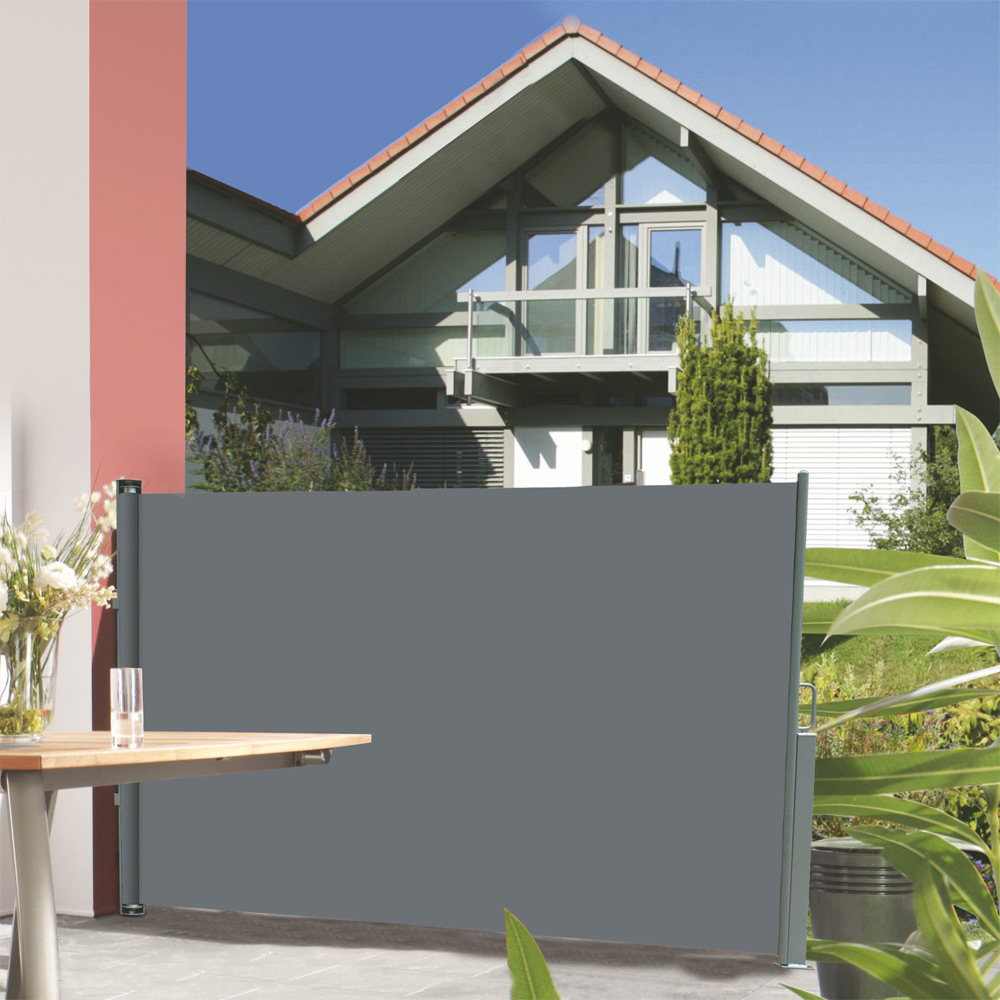 Seitenmarkise GRAU/BEIGE 180x300cm Sichtschutz Sonnenschutz Seitenwand